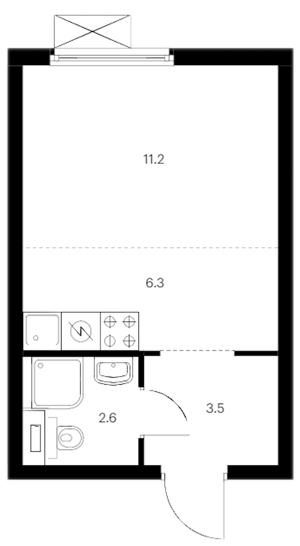 Квартира студия 23.6 м², 4/14 эт., ЖК «Витебский парк»